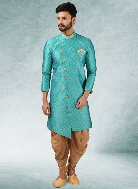 Teal Green And Blue Colour Stylish Wedding Wear Latest Indo Western Collection 1429